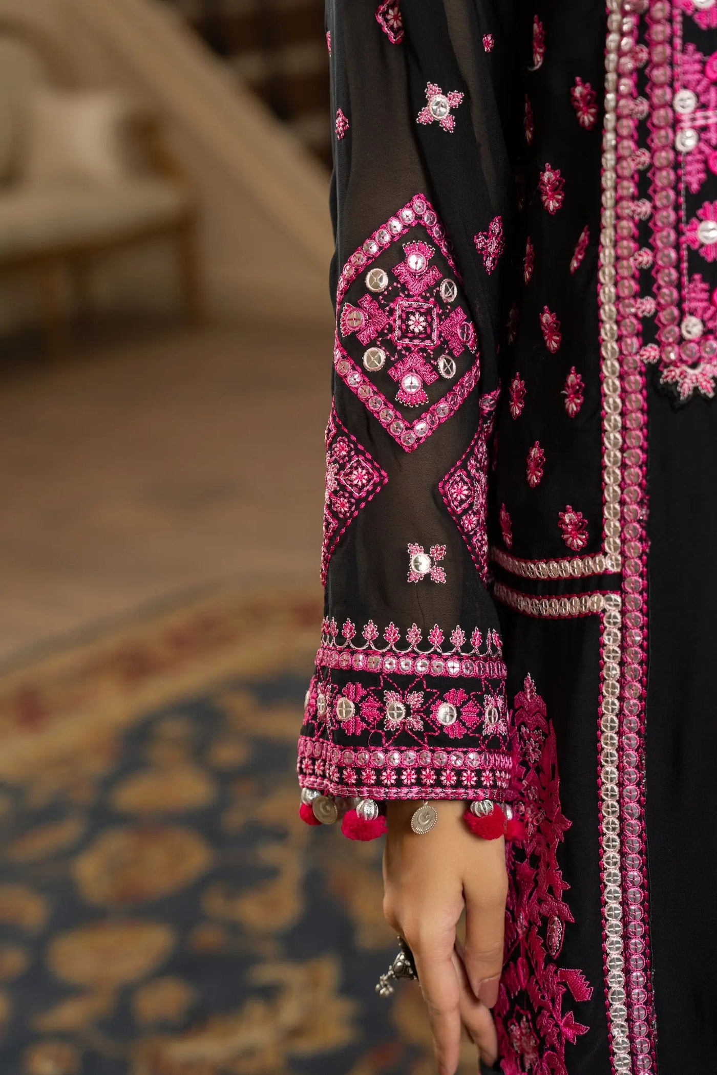 KARMA ‘Roohi’ | Embroidered Chiffon Pakistani Readymade Traditional Wonensweae | F-470