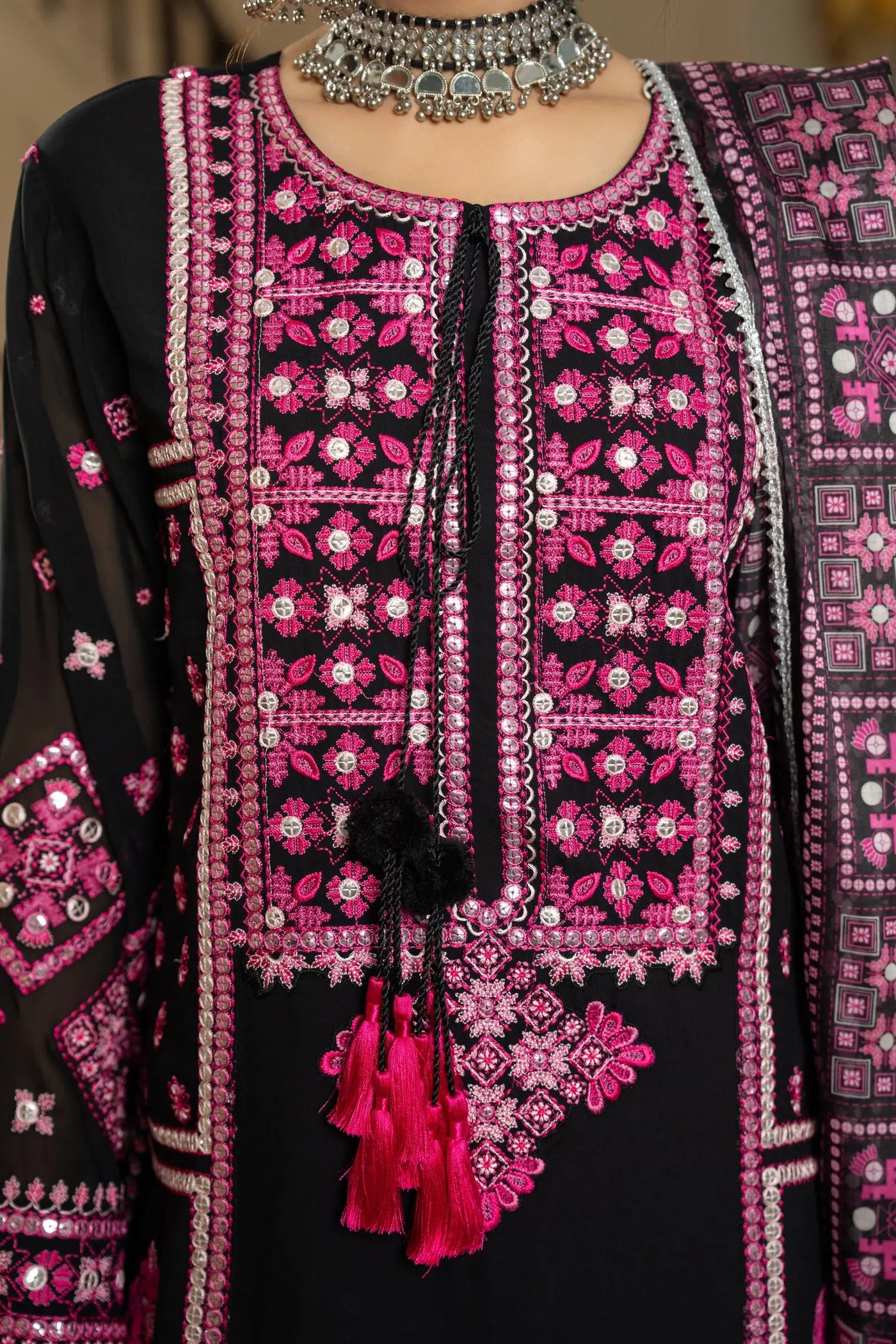 KARMA ‘Roohi’ | Embroidered Chiffon Pakistani Readymade Traditional Wonensweae | F-470