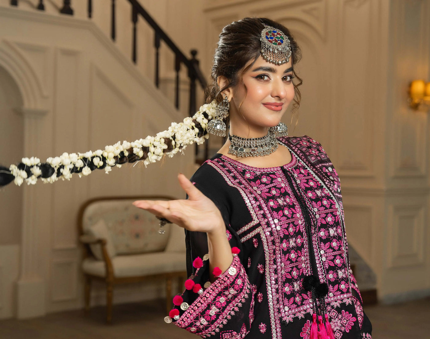 KARMA ‘Roohi’ | Embroidered Chiffon Pakistani Readymade Traditional Wonensweae | F-470