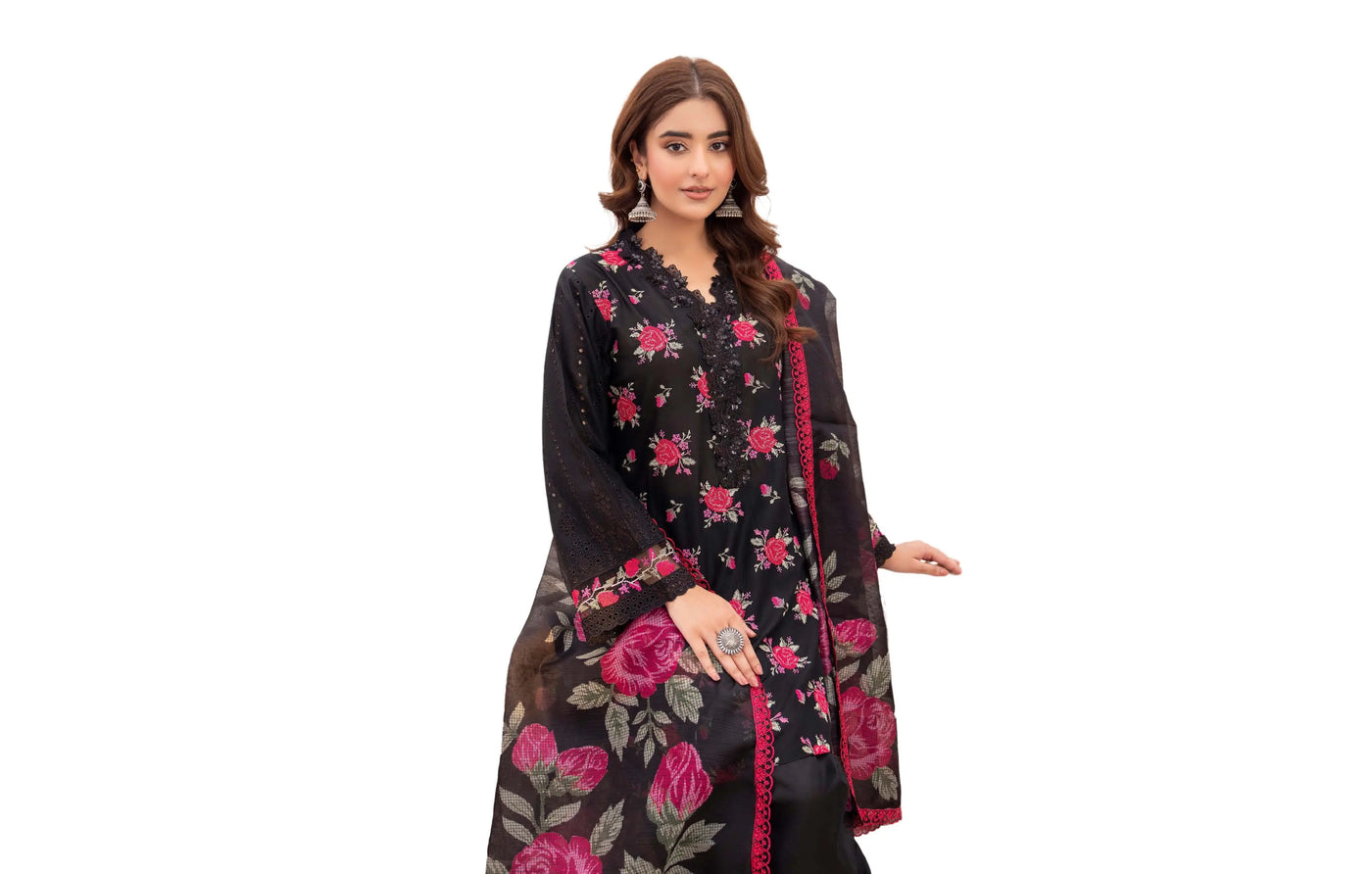 KARMA ‘Roohi’ | Embroidered Chiffon Pakistani Readymade Traditional Wonensweae | F-470