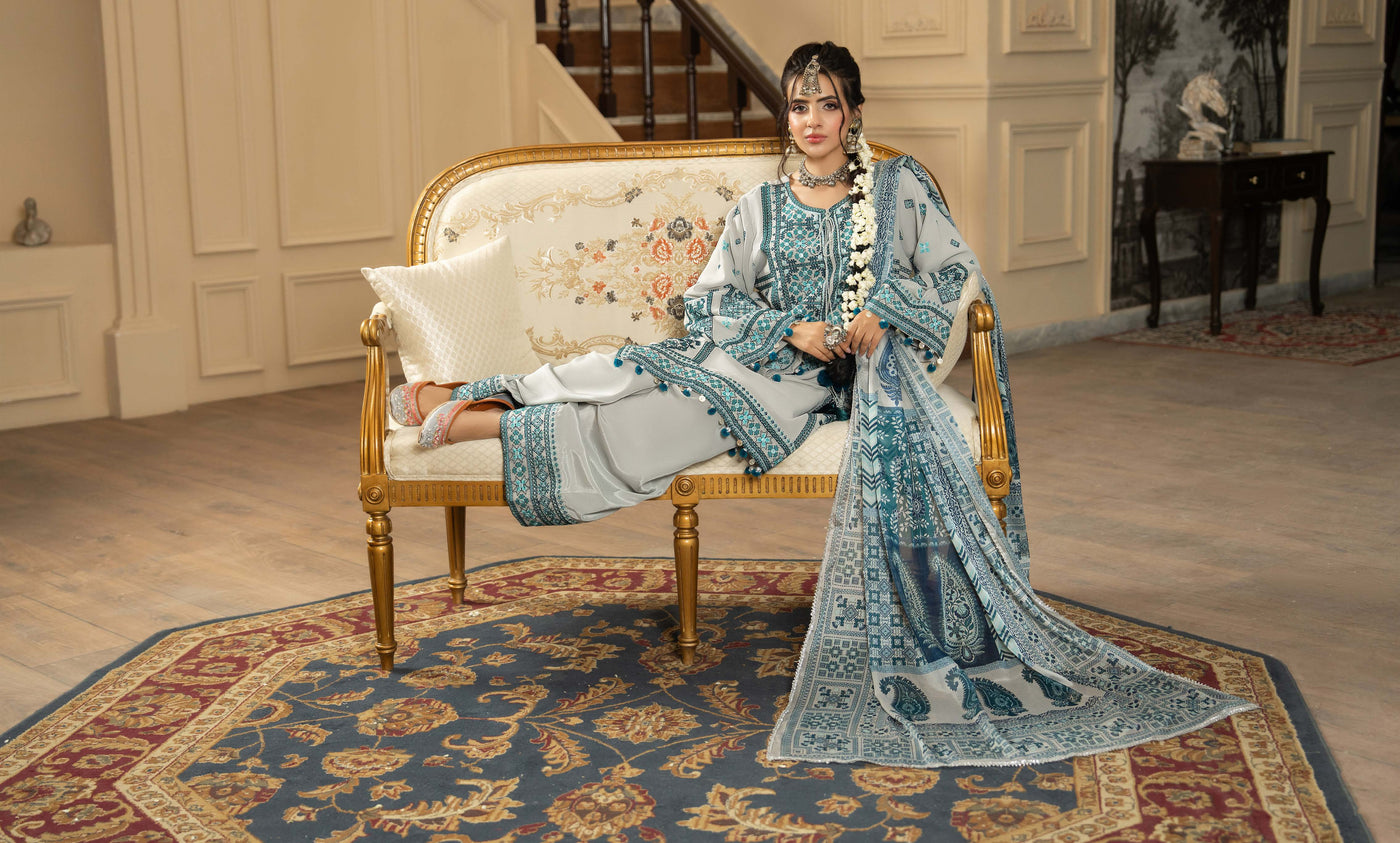 KARMA ‘Roohi’ | Embroidered Chiffon Pakistani Readymade Traditional Wonensweae | F-470