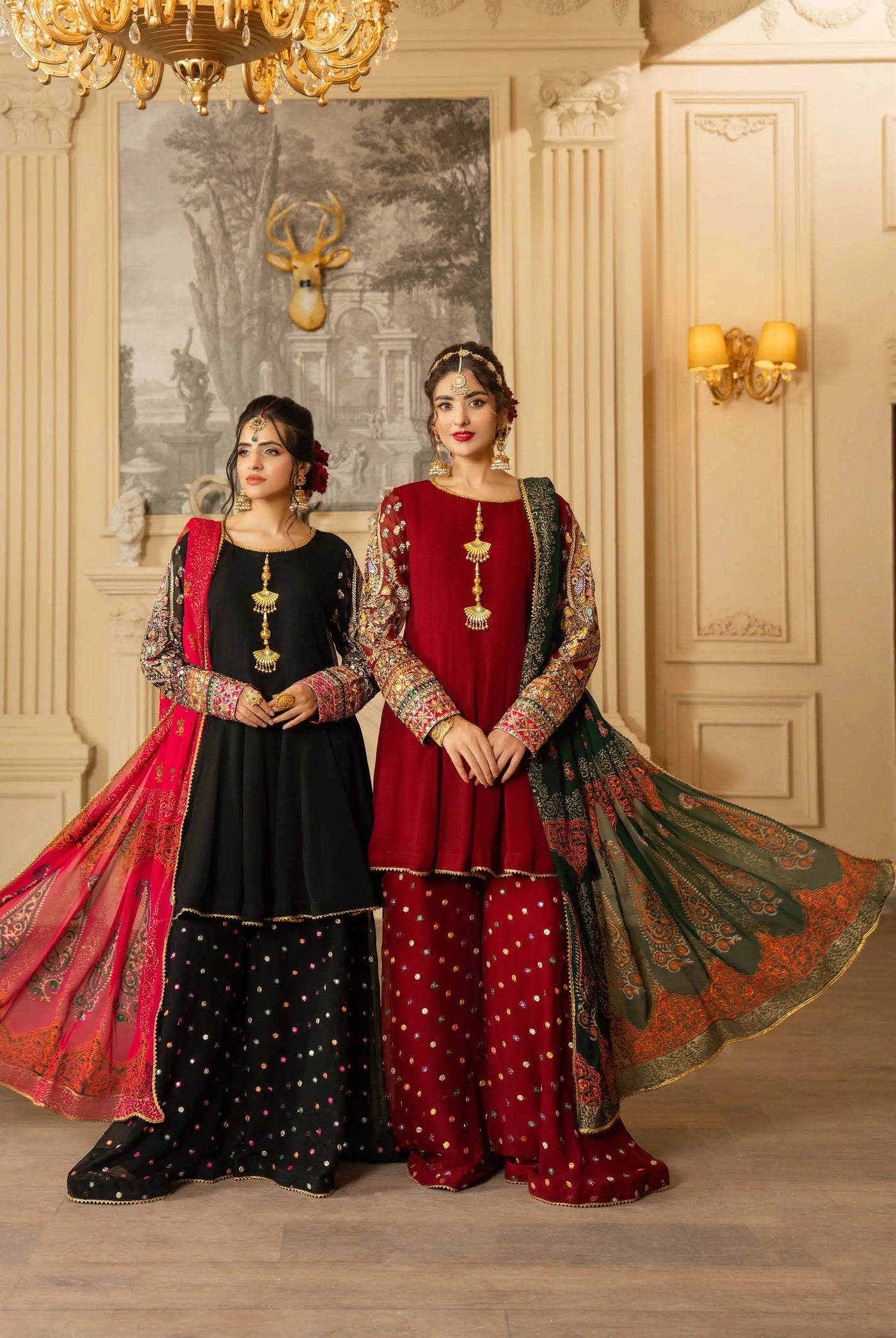 KARMA ‘Roohi’ | Embroidered Chiffon Sharara Pakistani Readymade Traditional Wonensweae | F-462