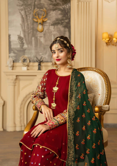 KARMA ‘Roohi’ | Embroidered Chiffon Sharara Pakistani Readymade Traditional Wonensweae | F-462