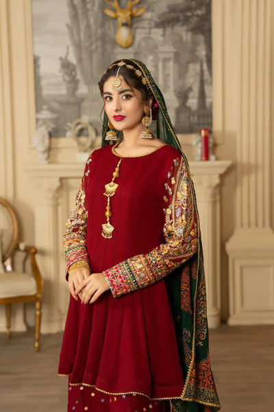 KARMA ‘Roohi’ | Embroidered Chiffon Sharara Pakistani Readymade Traditional Wonensweae | F-462