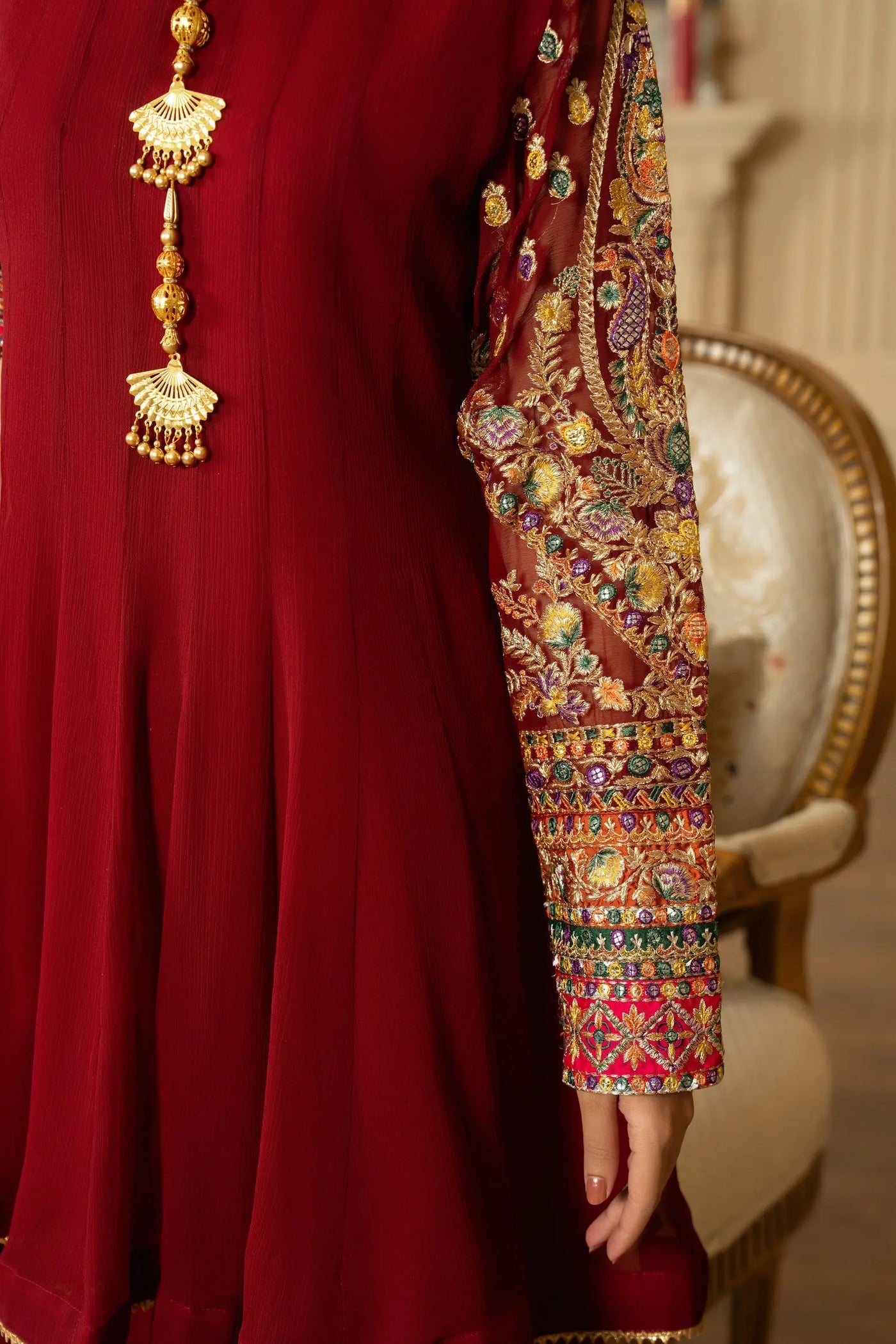 KARMA ‘Roohi’ | Embroidered Chiffon Sharara Pakistani Readymade Traditional Wonensweae | F-462