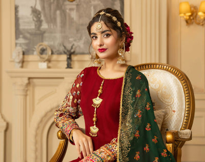 KARMA ‘Roohi’ | Embroidered Chiffon Sharara Pakistani Readymade Traditional Wonensweae | F-462