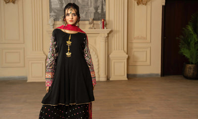 KARMA ‘Roohi’ | Embroidered Chiffon Sharara Pakistani Readymade Traditional Wonensweae | F-462