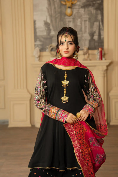 KARMA ‘Roohi’ | Embroidered Chiffon Sharara Pakistani Readymade Traditional Wonensweae | F-462