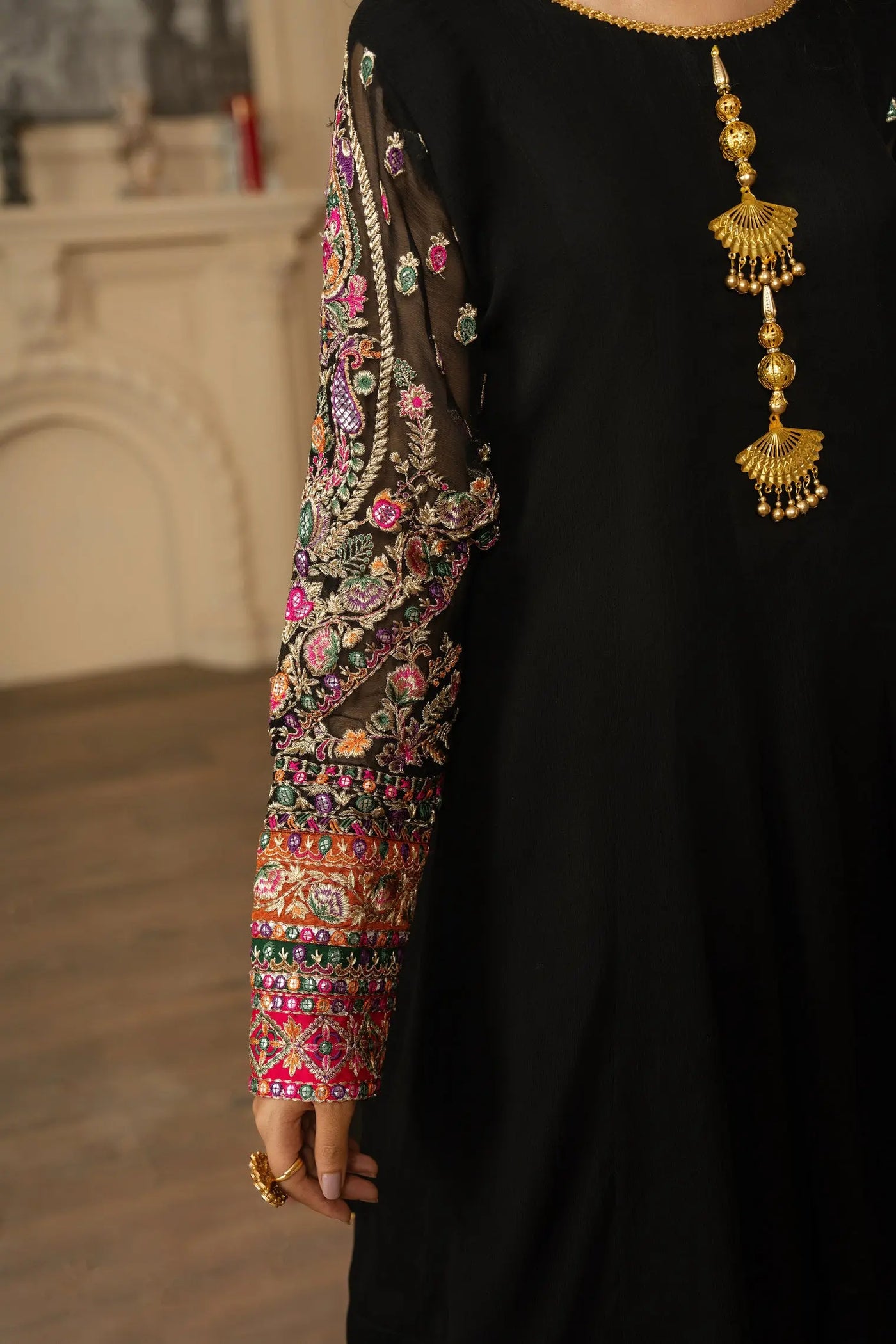 KARMA ‘Roohi’ | Embroidered Chiffon Sharara Pakistani Readymade Traditional Wonensweae | F-462