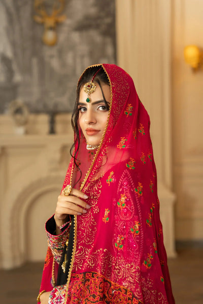 KARMA ‘Roohi’ | Embroidered Chiffon Sharara Pakistani Readymade Traditional Wonensweae | F-462