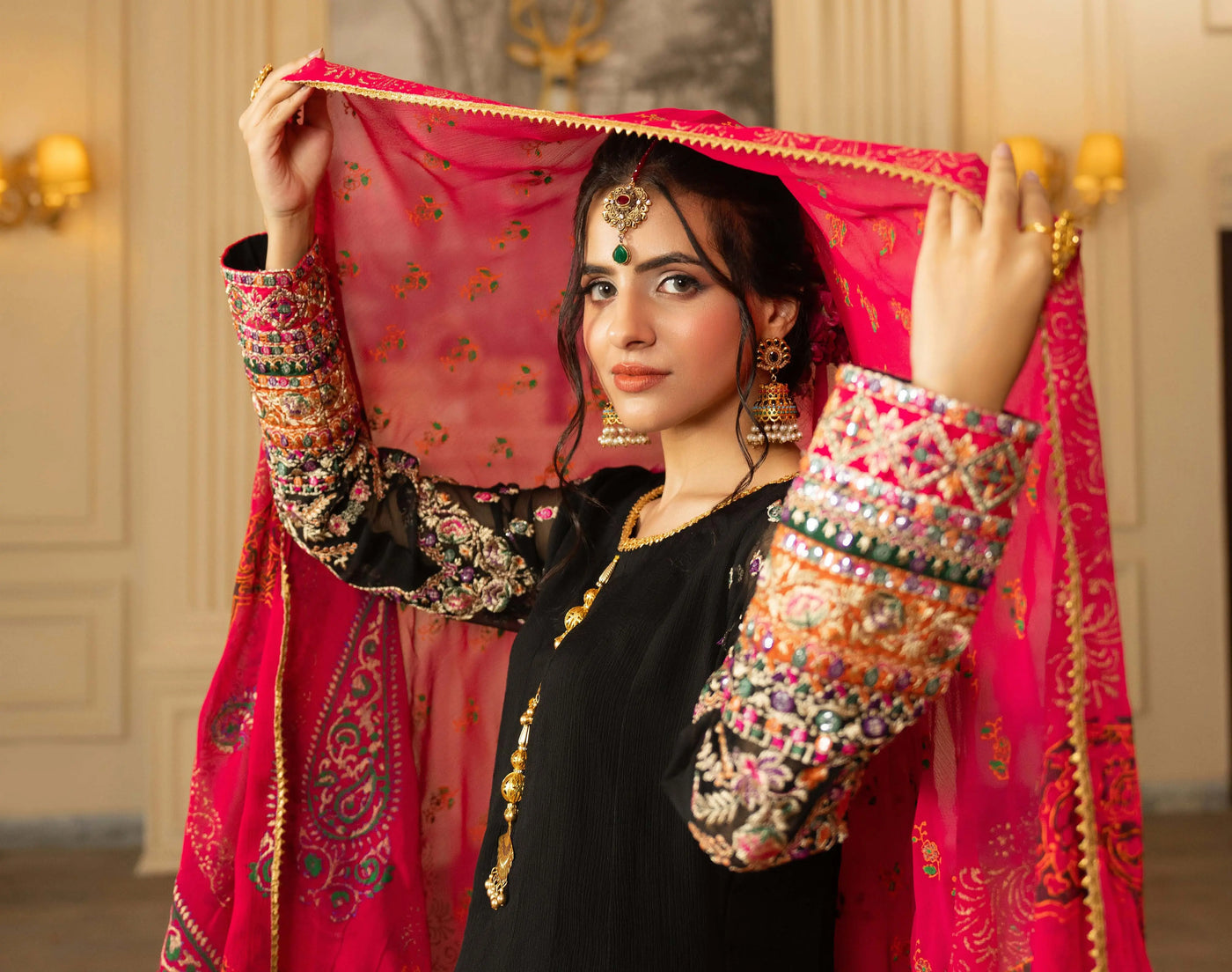 KARMA ‘Roohi’ | Embroidered Chiffon Sharara Pakistani Readymade Traditional Wonensweae | F-462