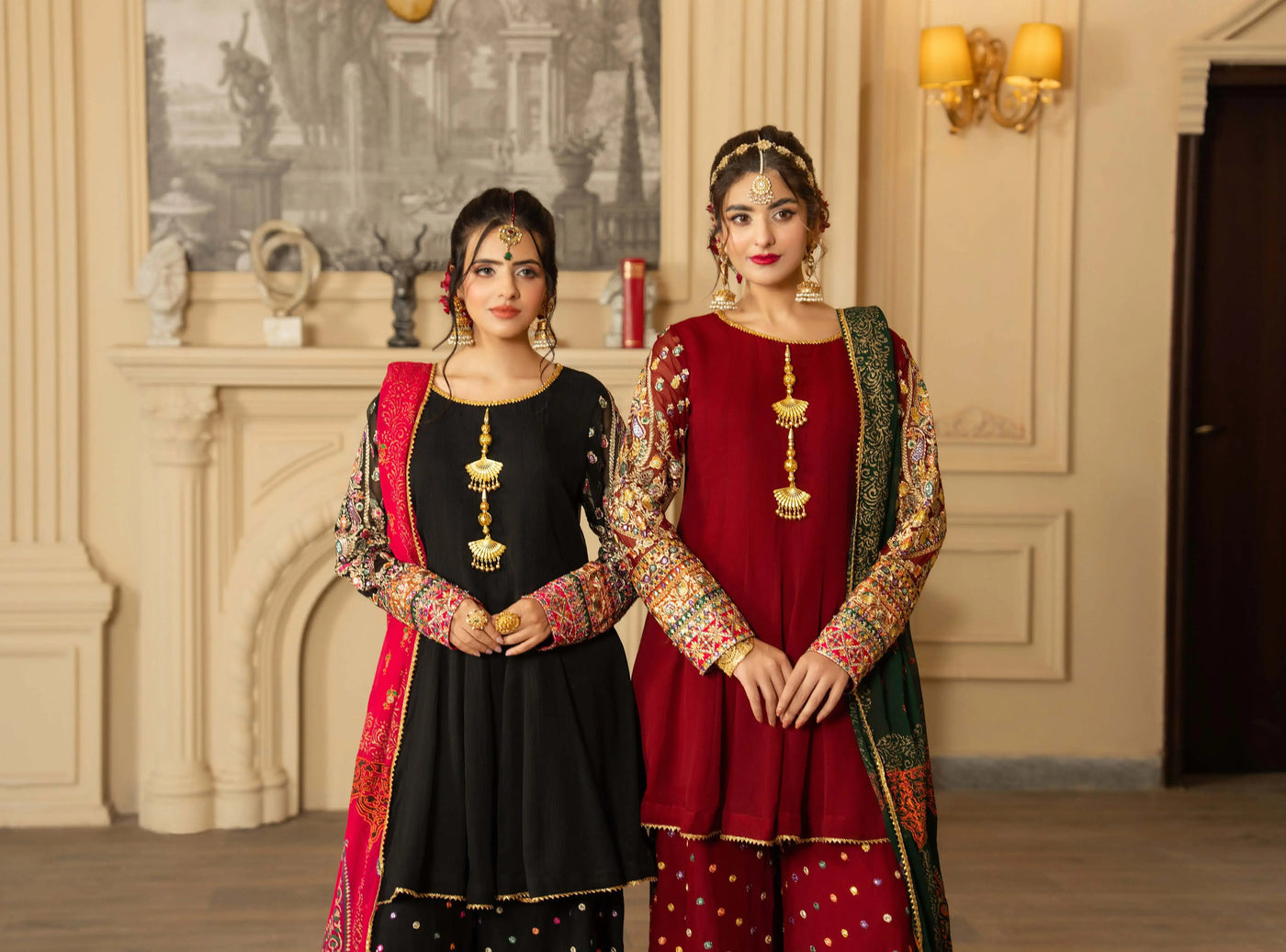 KARMA ‘Roohi’ | Embroidered Chiffon Sharara Pakistani Readymade Traditional Wonensweae | F-462