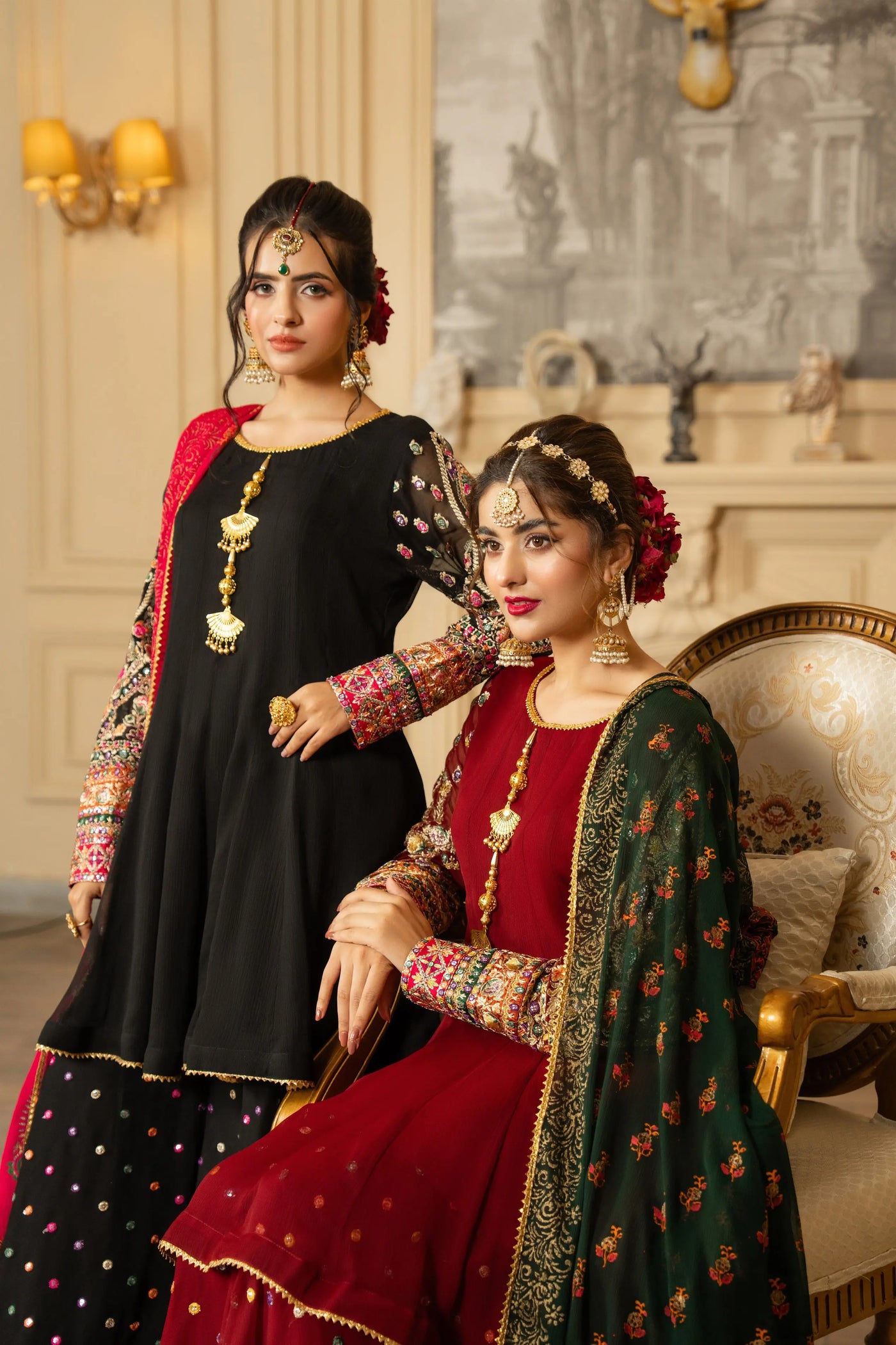 KARMA ‘Roohi’ | Embroidered Chiffon Sharara Pakistani Readymade Traditional Wonensweae | F-462