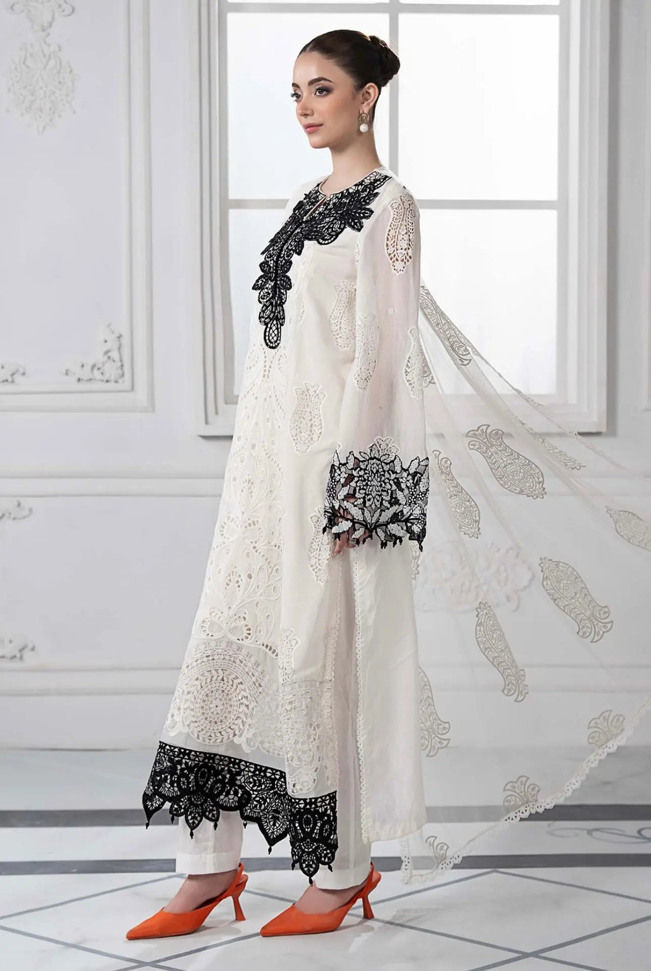 Maria B Inspired | Embroidered Cotton Readymade Womenswear Formal Traditional | AL492 (White)
