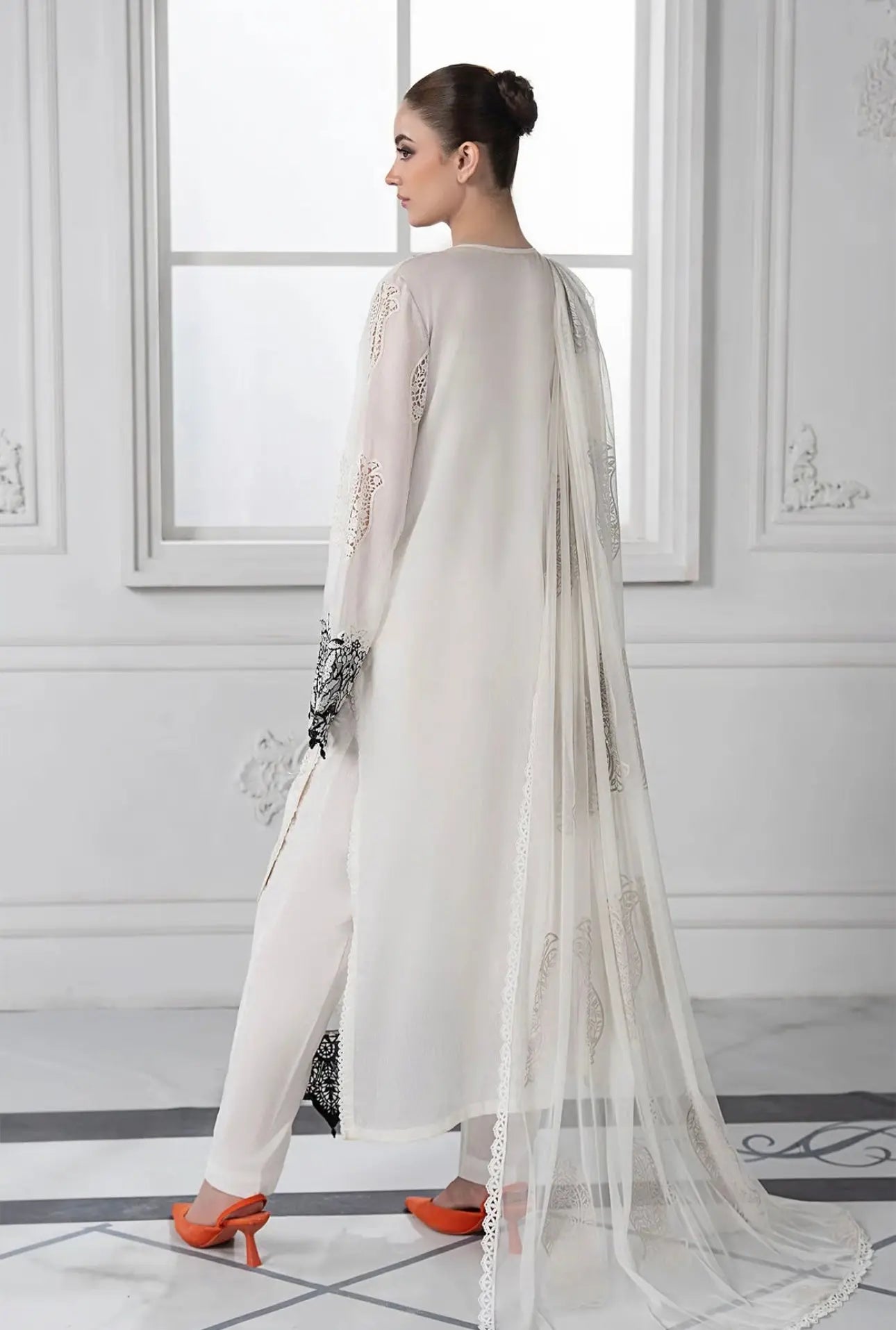 Maria B Inspired | Embroidered Cotton Readymade Womenswear Formal Traditional | AL492 (White)