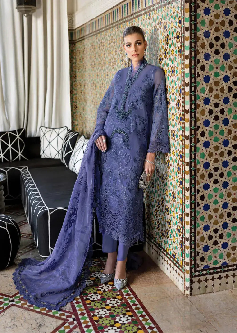 Maria B Inspired | Embroidered Organza Readymade Womenswear Formal Traditional | AL489 (Blue)