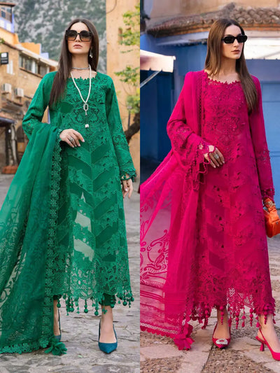 Maria B Inspired | Embroidered Organza Readymade Womenswear Formal Traditional | SC176 (Green & Pink) Allys