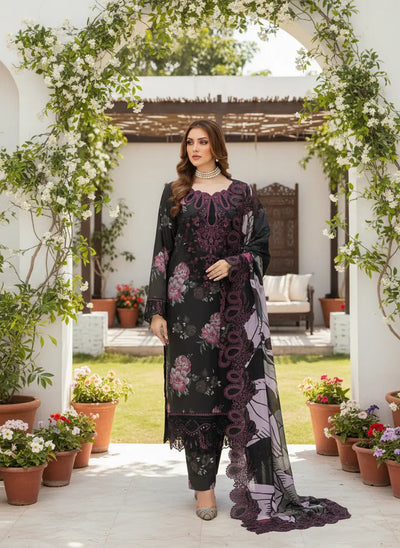 RAMSHA | Embroidered Silk 3pc Pakistani Readymade Womenswear  | J601 (3 Colours)