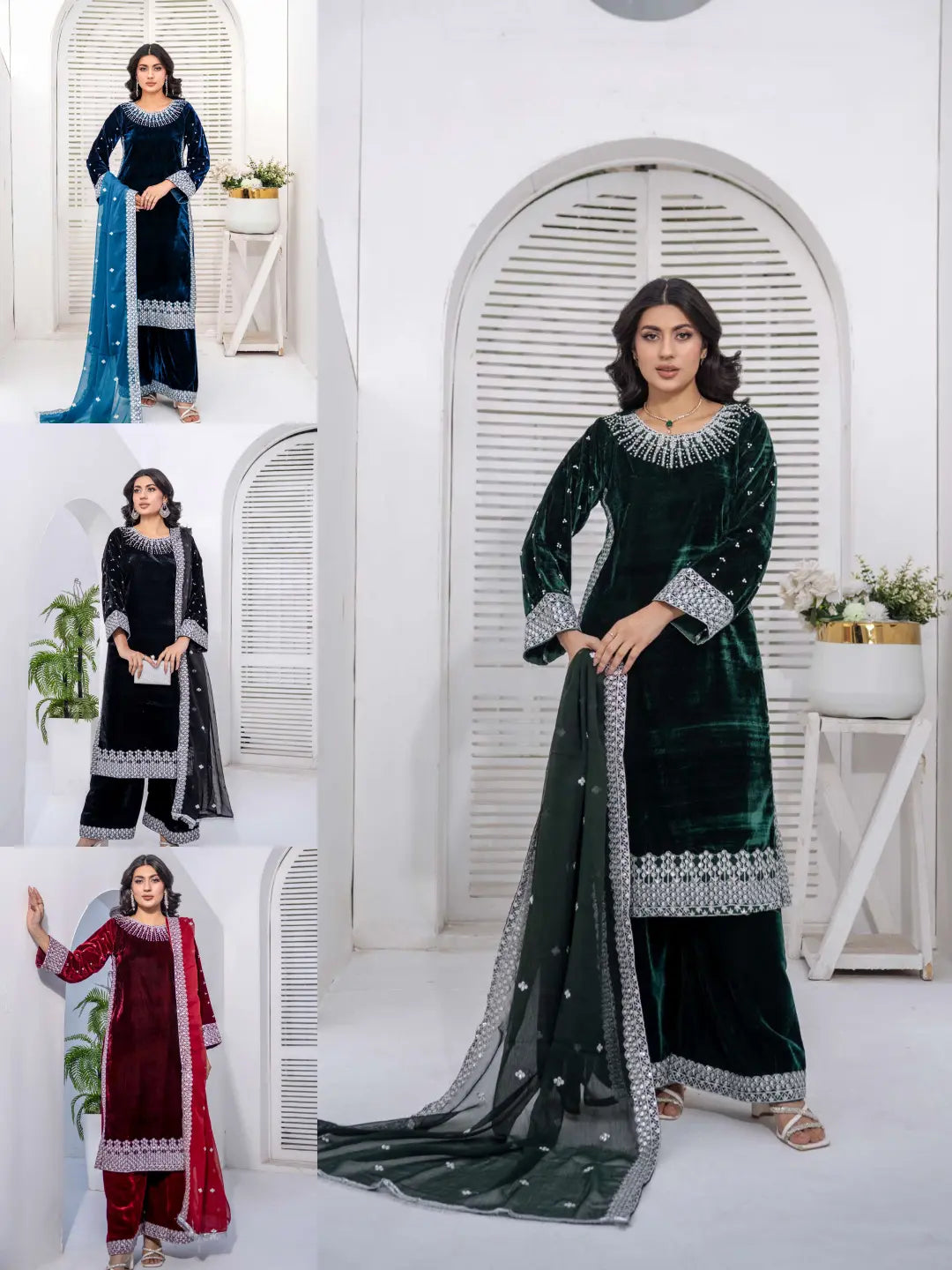 RANGZ | Embroidered Velvet Long Kameez Pakistani Readymade | RGZ111 ...