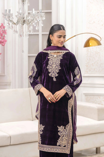 RANGZ 'Afreen' | Embroidered Velvet Long Kameez Pakistani Readymade  | RGZ106 (4 Colours) Rangz