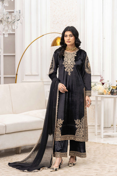RANGZ 'Afreen' | Embroidered Velvet Long Kameez Pakistani Readymade  | RGZ106 (4 Colours) Rangz