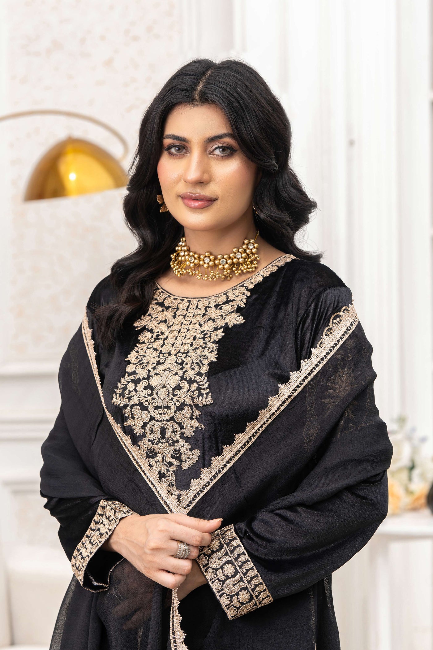 RANGZ 'Afreen' | Embroidered Velvet Long Kameez Pakistani Readymade  | RGZ106 (4 Colours) Rangz