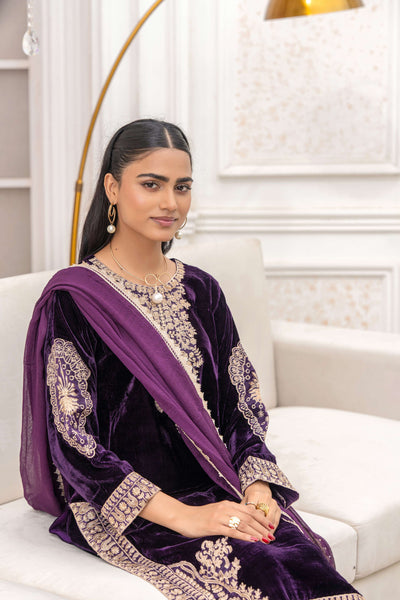 RANGZ 'Afreen' | Embroidered Velvet Long Kameez Pakistani Readymade  | RGZ106 (4 Colours)