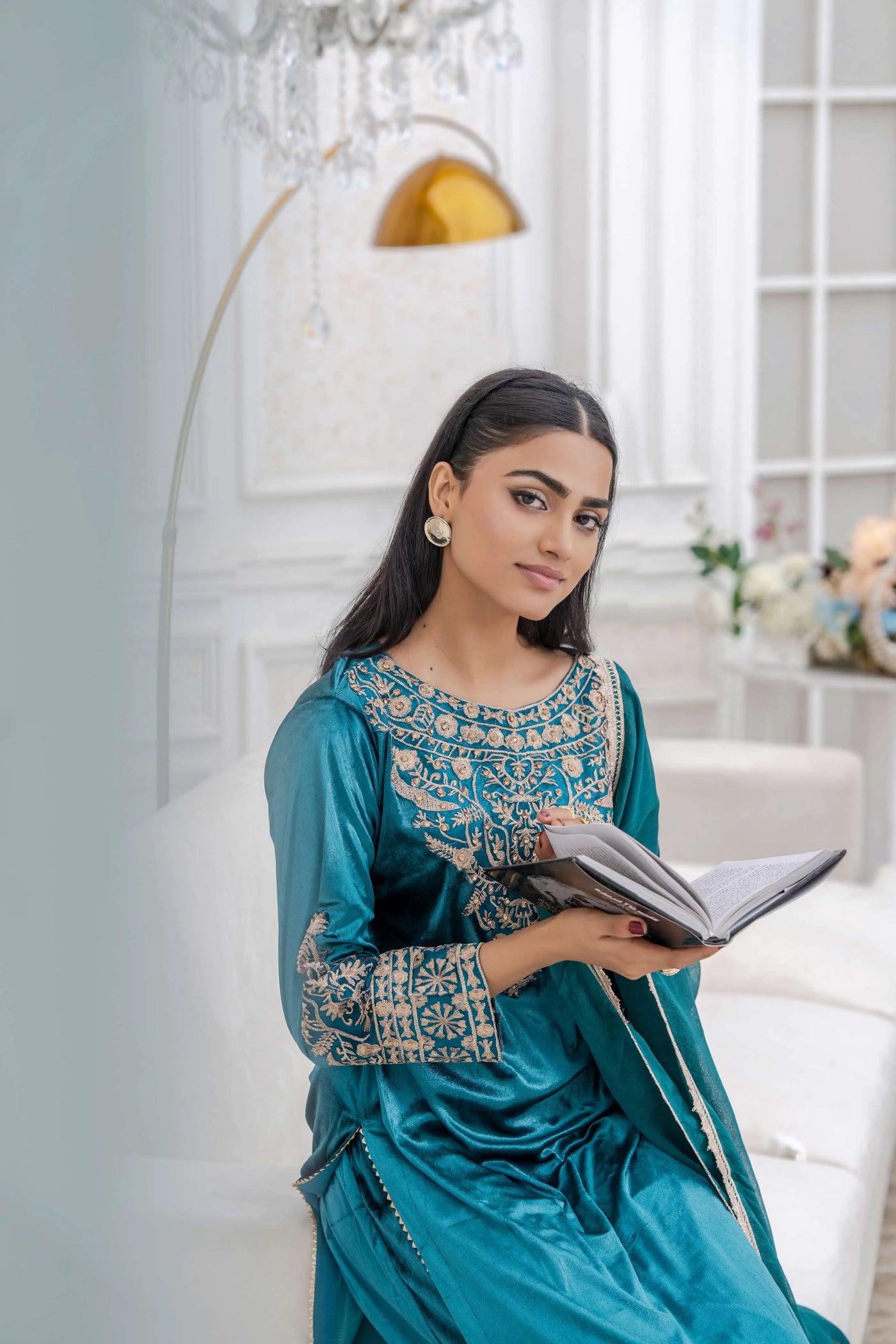 RANGZ 'Filhaal 2.0' | Embroidered Velvet Long Kameez Pakistani Readymade  | RGZ107 (5 Colours) Rangz