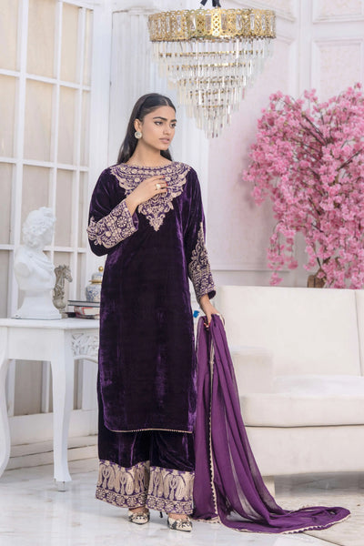 RANGZ 'Filhaal 2.0' | Embroidered Velvet Long Kameez Pakistani Readymade  | RGZ107 (5 Colours) Rangz