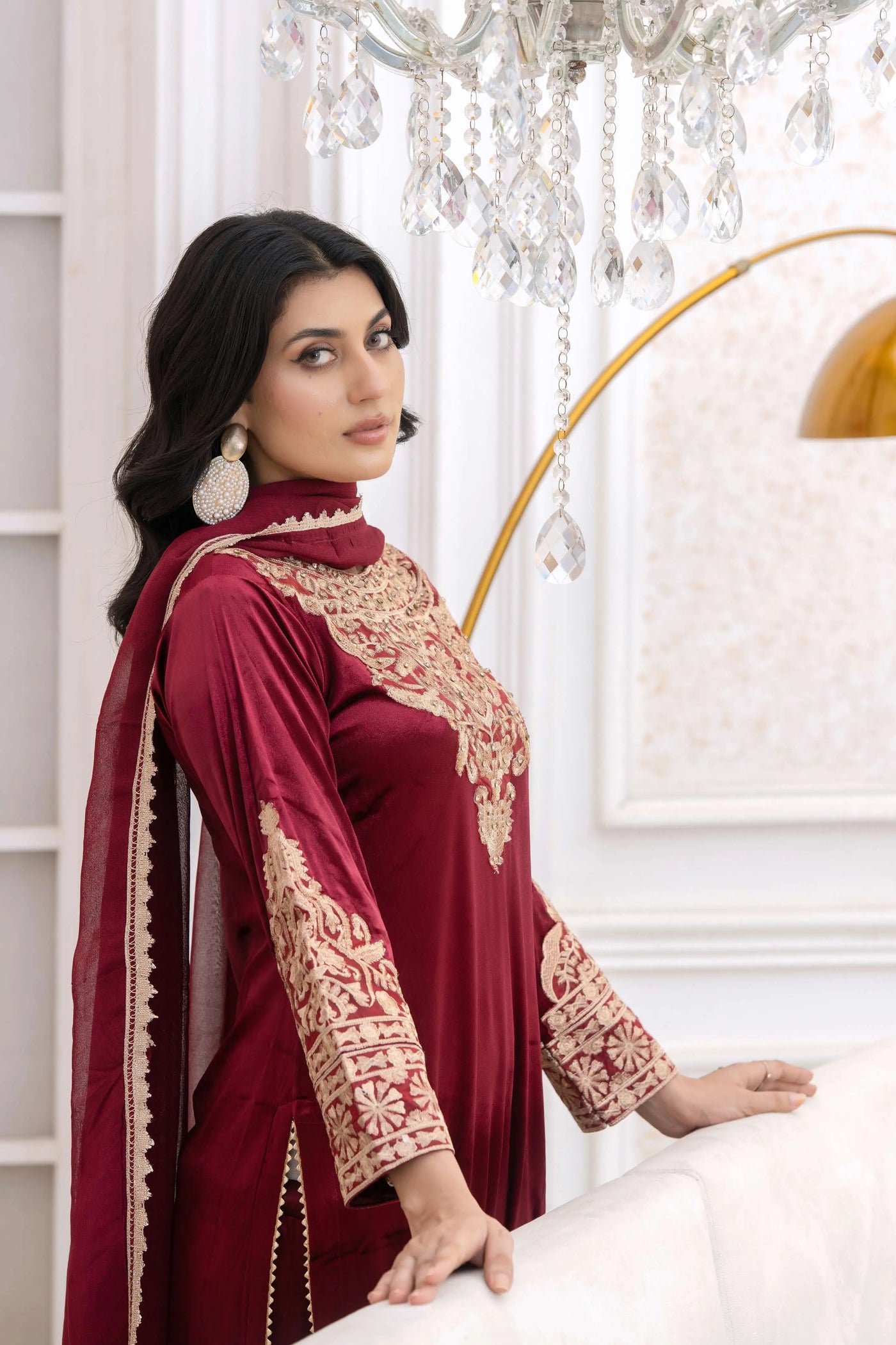 RANGZ 'Filhaal 2.0' | Embroidered Velvet Long Kameez Pakistani Readymade  | RGZ107 (5 Colours) Rangz