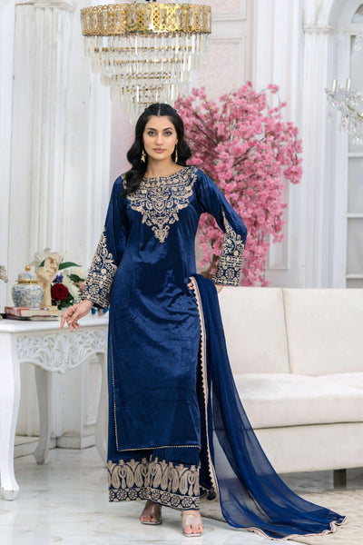 RANGZ 'Filhaal 2.0' | Embroidered Velvet Long Kameez Pakistani Readymade  | RGZ107 (5 Colours) Rangz