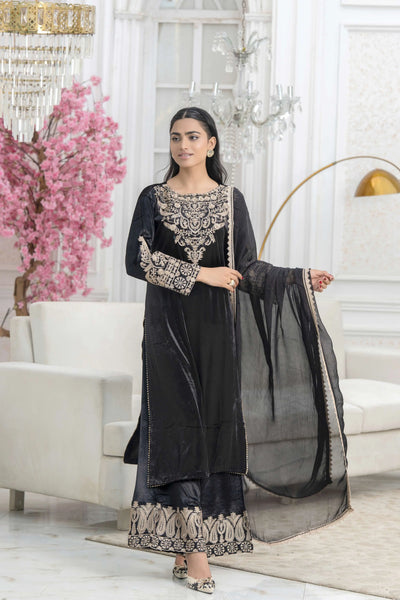 RANGZ 'Filhaal 2.0' | Embroidered Velvet Long Kameez Pakistani Readymade  | RGZ107 (5 Colours) Rangz