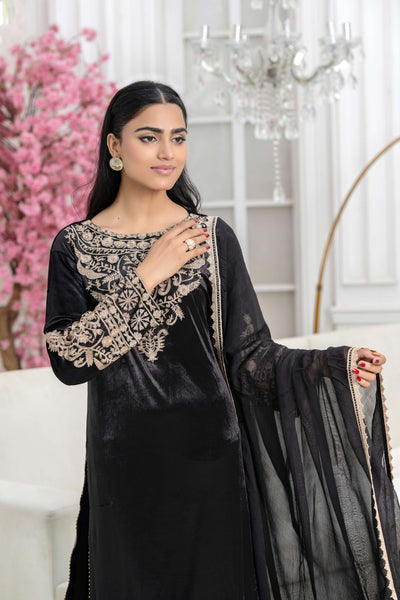 RANGZ 'Filhaal 2.0' | Embroidered Velvet Long Kameez Pakistani Readymade  | RGZ107 (5 Colours)