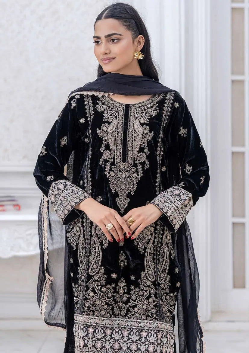 RANGZ 'Luxury' | Embroidered Velvet Long Kameez Pakistani Readymade  | RGZ108 (6 Colours)