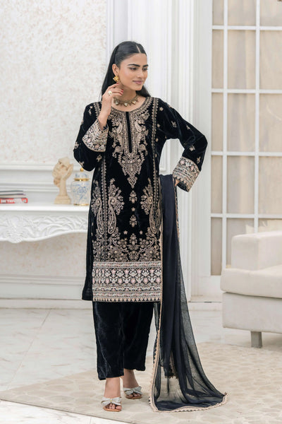 RANGZ 'Luxury' | Embroidered Velvet Long Kameez Pakistani Readymade  | RGZ108 (6 Colours)