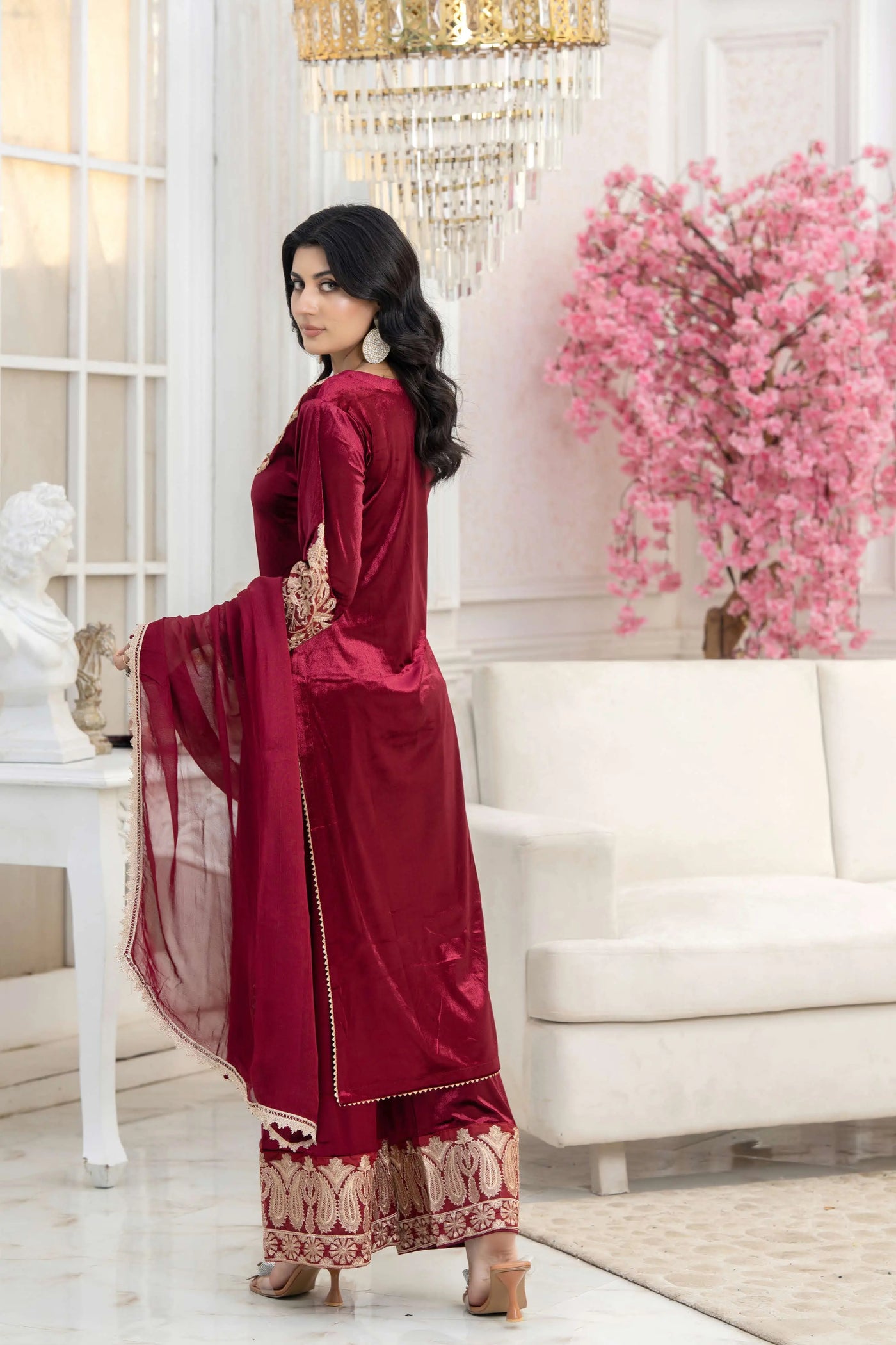RANGZ 'Luxury' | Embroidered Velvet Long Kameez Pakistani Readymade  | RGZ108 (6 Colours)