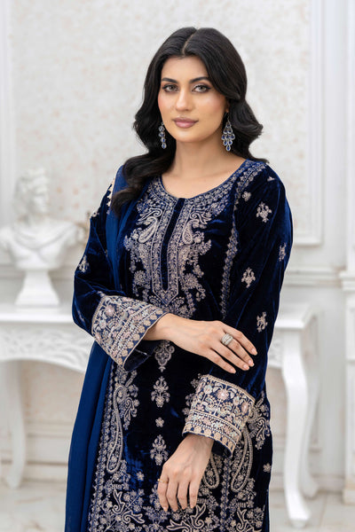 RANGZ 'Luxury' | Embroidered Velvet Long Kameez Pakistani Readymade  | RGZ108 (6 Colours) Rangz