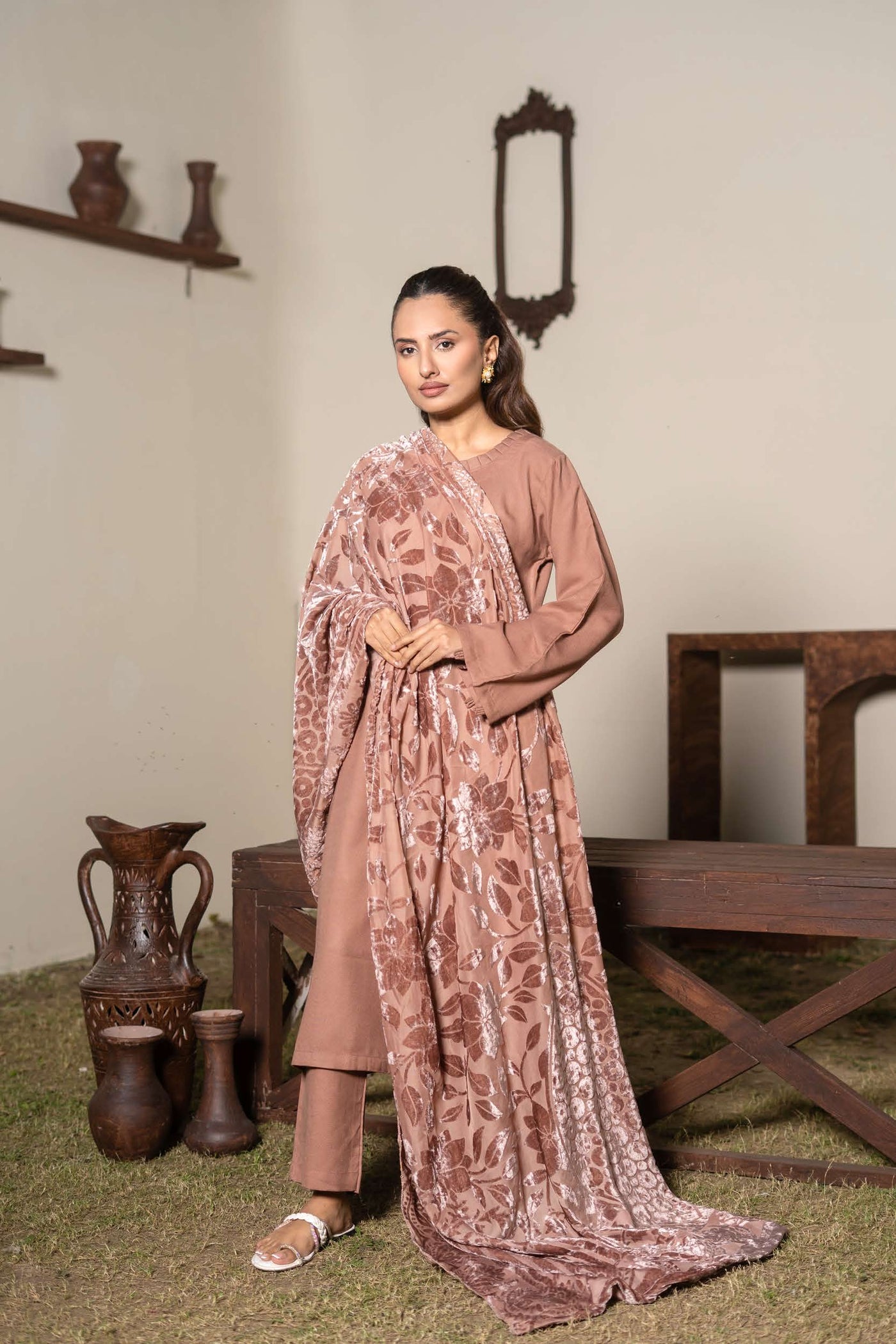 RANGZ 'Palachi Lux' | Dhanak Palachi Shawl 3pc Pakistani Readymade Womenswear Traditional | RGZ110 (6 Colours) RANGZ