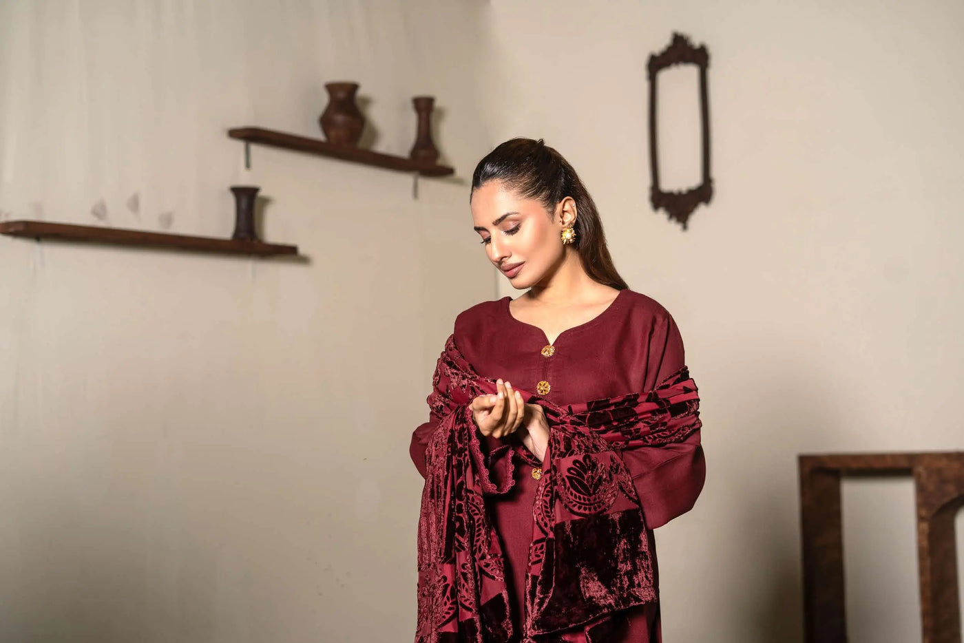 RANGZ 'Palachi Lux' | Dhanak Palachi Shawl 3pc Pakistani Readymade Womenswear Traditional | RGZ110 (6 Colours)