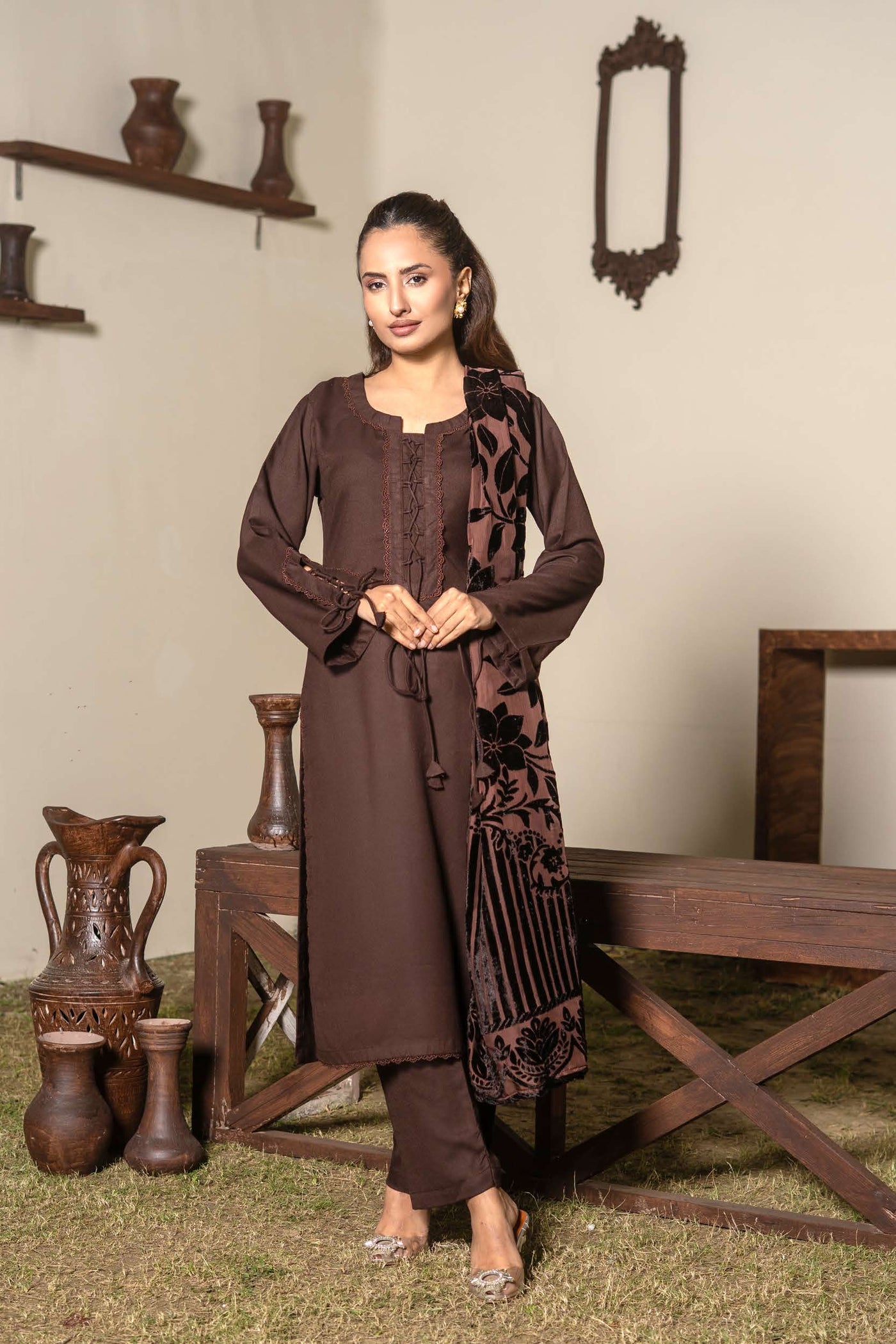 RANGZ 'Palachi Lux' | Dhanak Palachi Shawl 3pc Pakistani Readymade Womenswear Traditional | RGZ110 (6 Colours)