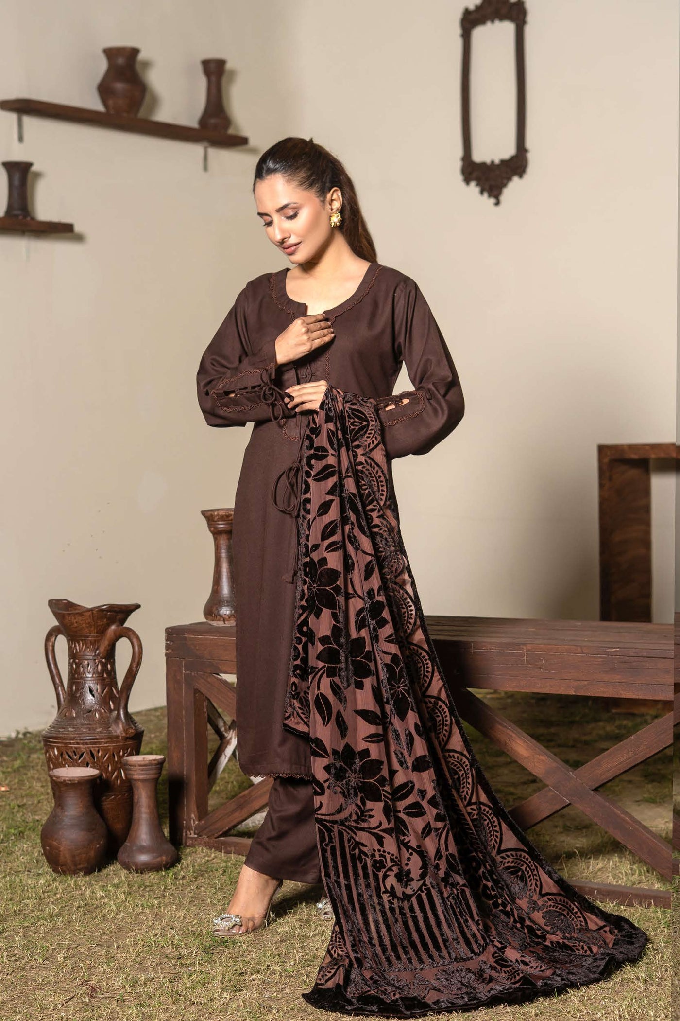 RANGZ 'Palachi Lux' | Dhanak Palachi Shawl 3pc Pakistani Readymade Womenswear Traditional | RGZ110 (6 Colours)