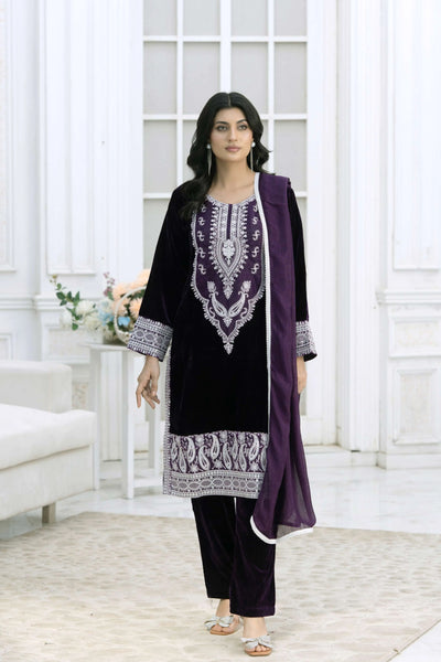 RANGZ 'Sitara' | Embroidered Velvet Kameez Pakistani Readymade | RGZ109 (6 Colours) Rangz