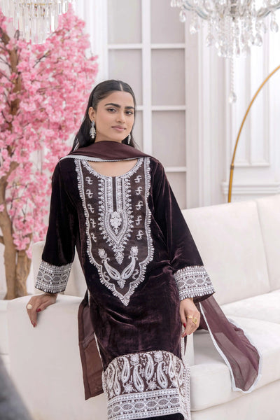 RANGZ 'Sitara' | Embroidered Velvet Kameez Pakistani Readymade | RGZ109 (6 Colours) Rangz