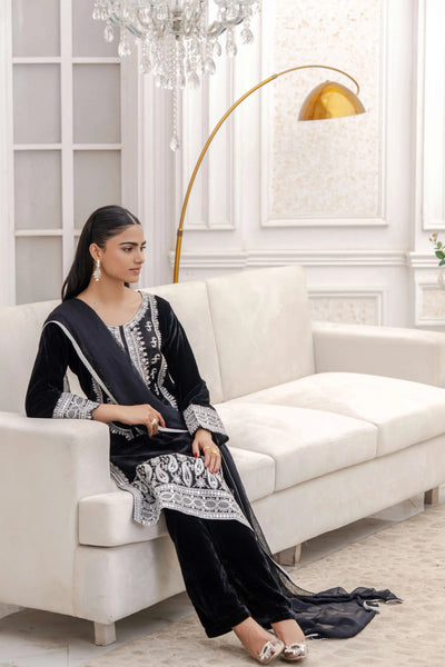 RANGZ 'Sitara' | Embroidered Velvet Kameez Pakistani Readymade | RGZ109 (6 Colours) Rangz