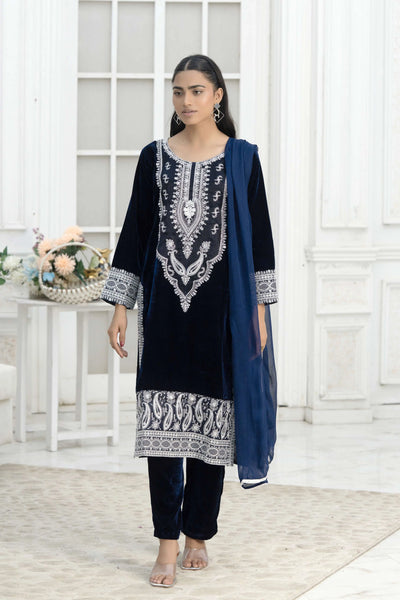 RANGZ 'Sitara' | Embroidered Velvet Kameez Pakistani Readymade | RGZ109 (6 Colours) Rangz