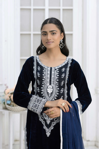 RANGZ 'Sitara' | Embroidered Velvet Kameez Pakistani Readymade | RGZ109 (6 Colours) Rangz