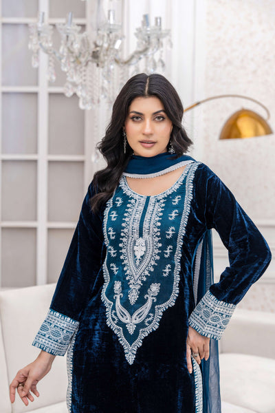 RANGZ 'Sitara' | Embroidered Velvet Kameez Pakistani Readymade | RGZ109 (6 Colours) Rangz