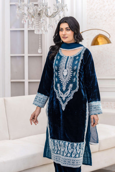 RANGZ 'Sitara' | Embroidered Velvet Kameez Pakistani Readymade | RGZ109 (6 Colours) Rangz