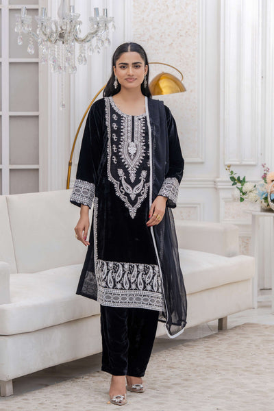 RANGZ 'Sitara' | Embroidered Velvet Kameez Pakistani Readymade | RGZ109 (6 Colours) Rangz