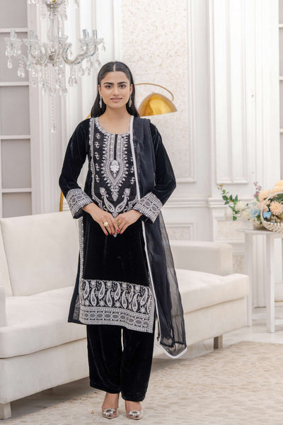RANGZ 'Sitara' | Embroidered Velvet Kameez Pakistani Readymade | RGZ109 (6 Colours) Rangz